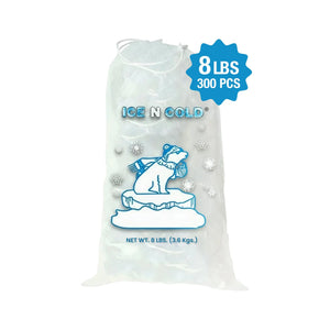 ICE N COLD® 8lb Ice Bags with Drawstring Closure | 37 mic Thickness | Portable Storage and Freezer Keeper ICE N COLD®