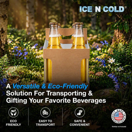 4pk Cardboard Carrier (Kraft Brown, Label View) - 12oz Bottles & Cans (Copy) ICE N COLD®