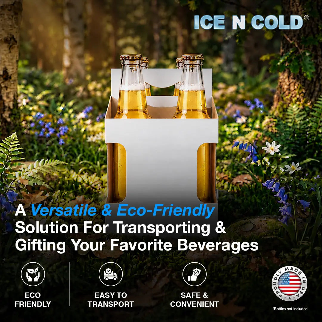 4pk Cardboard Carrier (White, Label View) - 12oz Bottles & Cans (Copy) ICE N COLD®