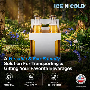 4pk Cardboard Carrier (White, Label View) - 12oz Bottles & Cans (Copy) ICE N COLD®