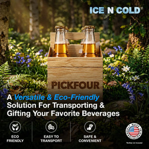 4pk Cardboard Carrier (Crate PickFour) - 12oz Bottles & Cans ICE N COLD®