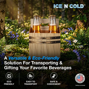 4pk Cardboard Carrier (Barrel Brown) - 12oz Bottles & Cans ICE N COLD®