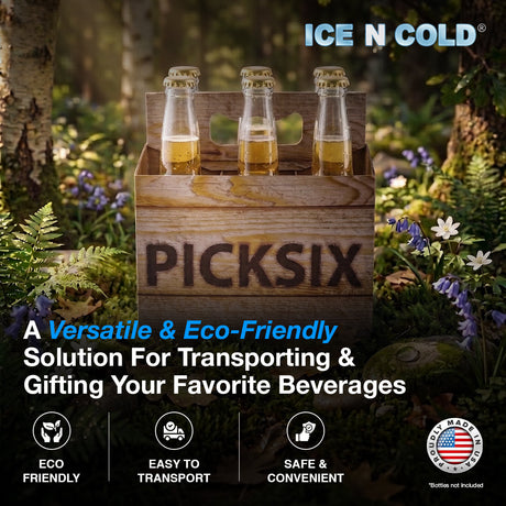 6pk Crate Cardboard Bottle Holder (Brown Crate Pick Six) 12oz Bottles & Cans | Made In USA ICE N COLD®