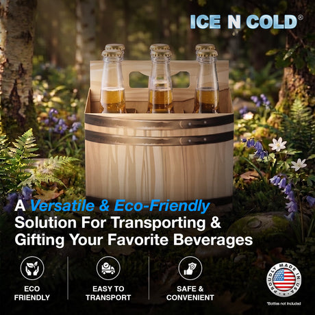 6pk Cardboard Carrier (Barrel) 12oz Bottles & Cans | Made In USA ICE N COLD®