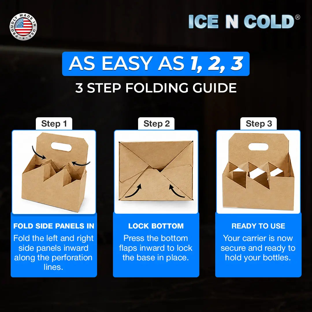 6pk Cardboard Wine Bottle Carrier (Kraft Brown) - 750ml & 22oz Wine & Beer Bottles ICE N COLD®