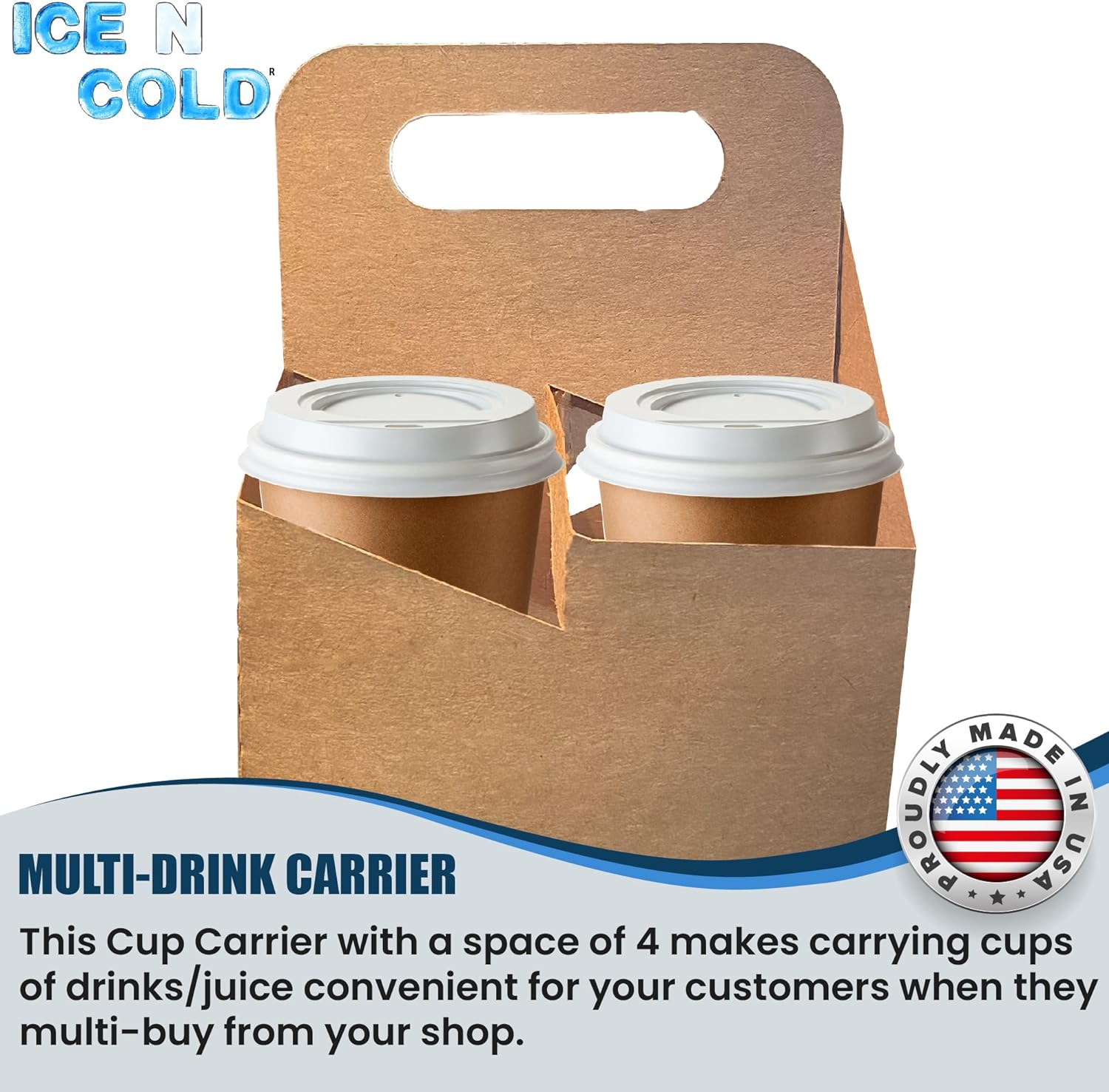 4-Cup Carrier Tray - Beverage Coaster For Cars, Takeout Drink Holders (2 Pack)