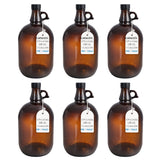 1 Gallon (128 oz) Amber Glass Jug/Growler With 38mm Black Polyseal Lid & Cap | Pack of 6