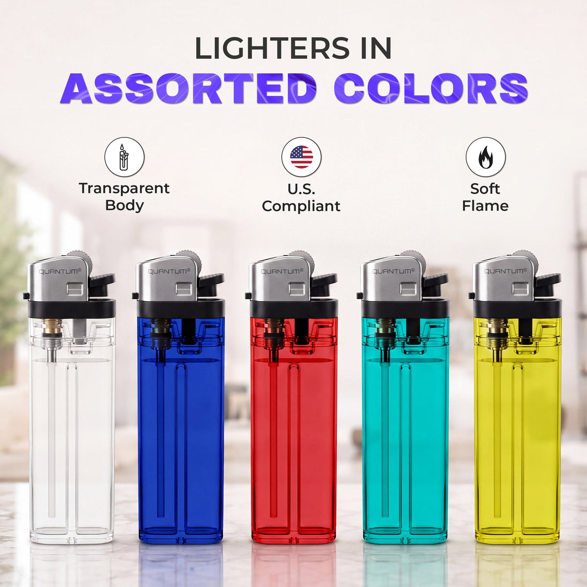 Disposable Lighters (50pk to 1000pk) | QUANTUM® | Bonus 5pk on 50 & 100 ICE N COLD®