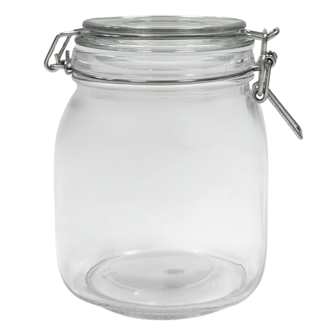 Airtight Glass Storage Jars with Clamp Lid – Food Storage Containers with Rubber Gasket Seal – Pantry & Kitchen Canisters for Dry Goods, Coffee, Sugar, Pasta – 0.4L to 4L Sizes