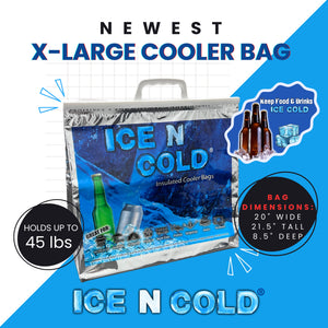 ICE N COLD®  XL Insulated Cooler Bags - Thermal Bags holds up to 45 lbs - Available in multiple quantities