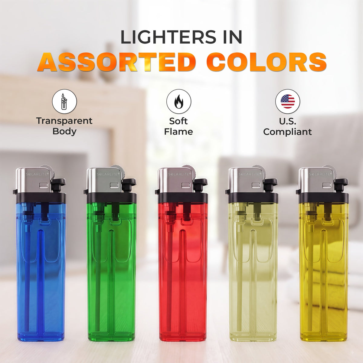 Solar Lite® Clear Lighters | 50ct | Bonus Free 5-Pack lighters Included with Every 50pk Purchase. ICE N COLD®