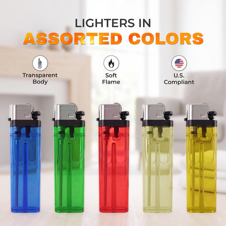 Solar Lite® Clear Lighters | 50ct | Bonus Free 5-Pack lighters Included with Every 50pk Purchase. ICE N COLD®