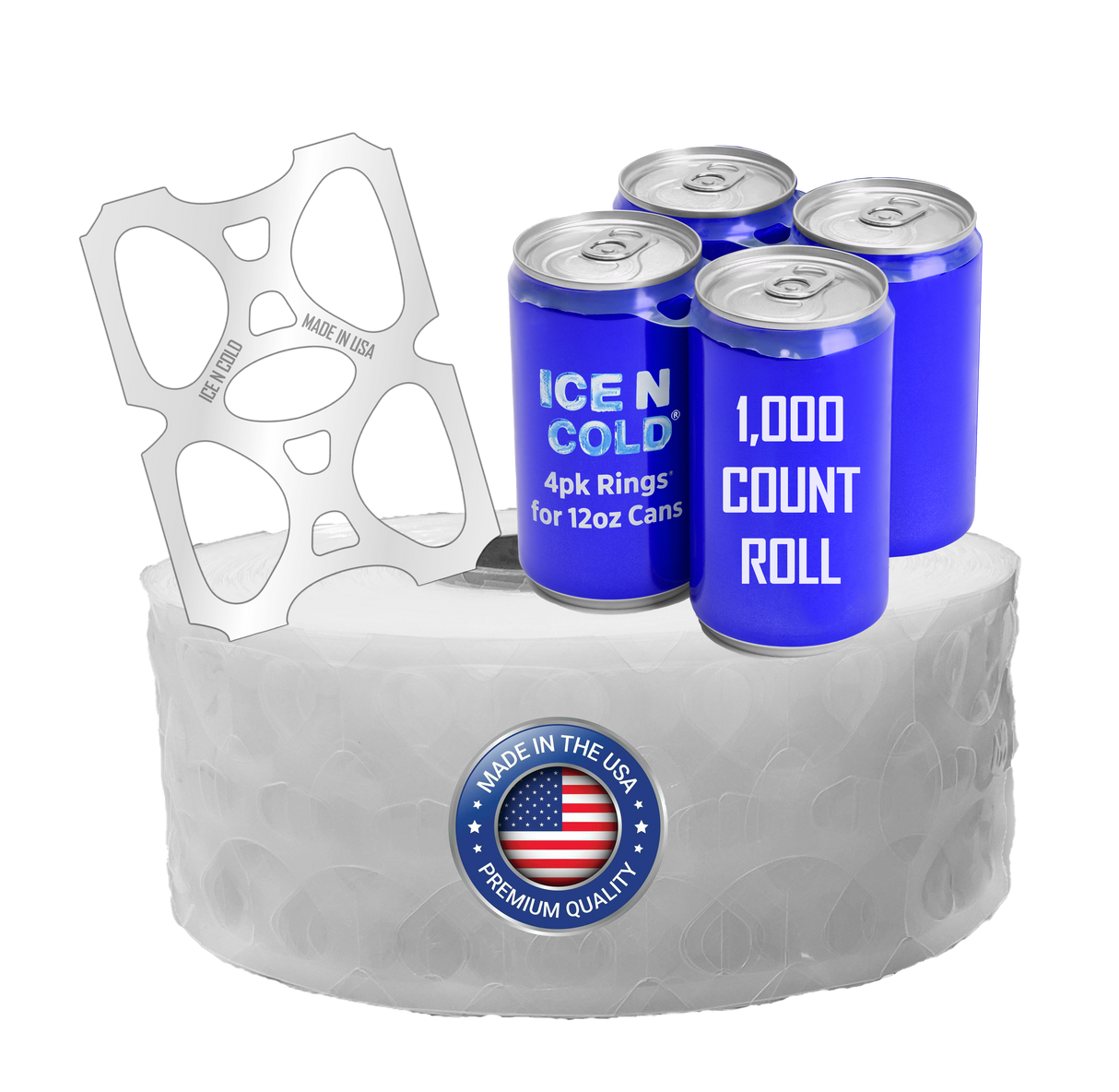 ICE N COLD® Four Pack Rings | 1000ct Roll