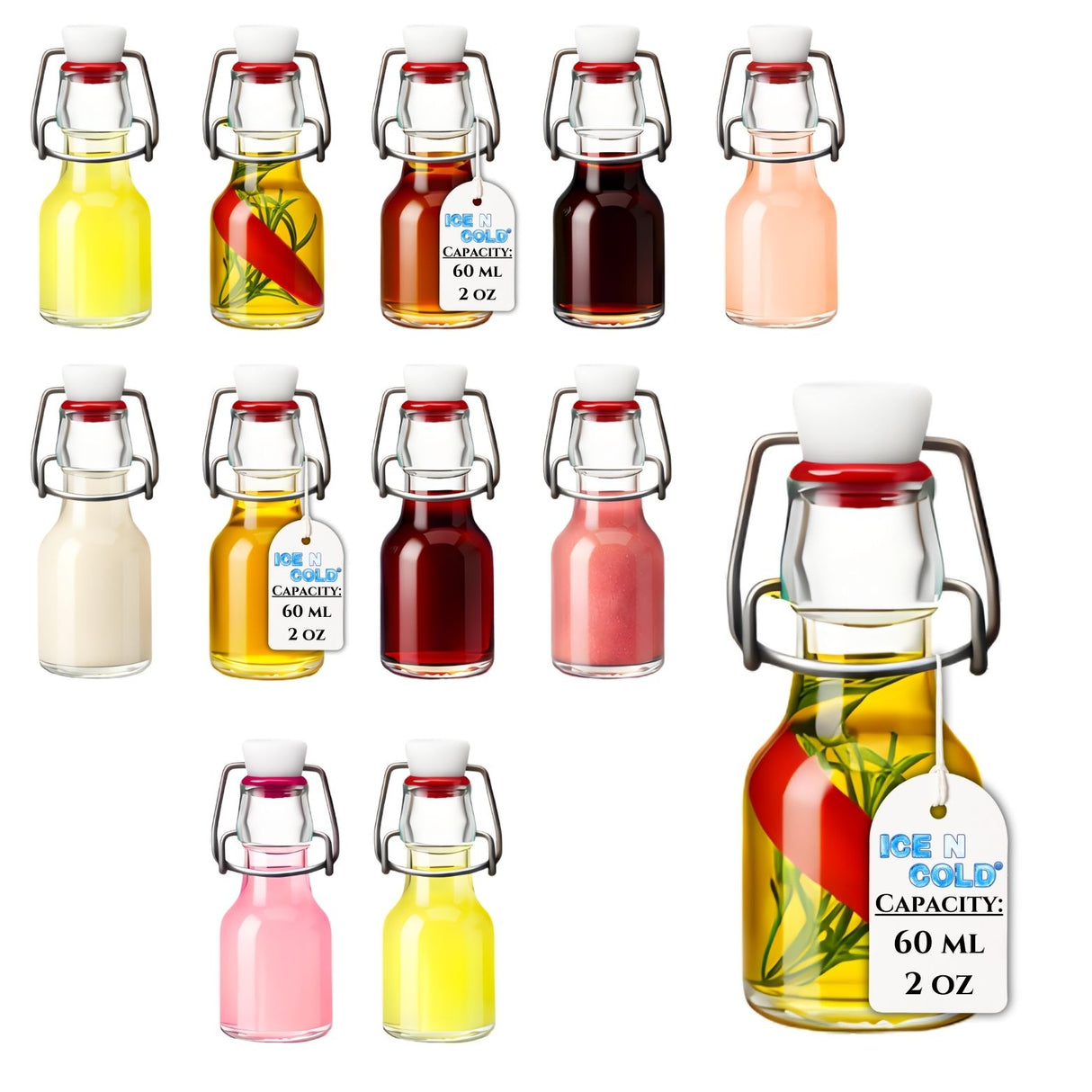 Glass Swing Top Bottles | Perfect for Limoncello, Syrups, Oils, Vinegar, Beverages | Airtight Reusable Glass Bottles | Available Various Sizes