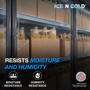 6pk Cardboard Carrier Kraft 12oz - 16oz Bottles & Cans 8x7x5 for Convenience Store, Eco Friendly, Moisture & Humidity Resistant | High Quality 18 Point Wet Board Strength (6 Pack) ICE N COLD®