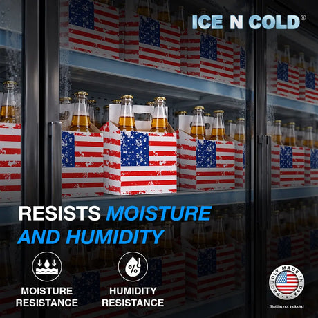 4pk Cardboard Carrier (American Flag) - 12oz Bottles & Cans ICE N COLD®