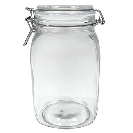 Airtight Glass Storage Jars with Clamp Lid – Food Storage Containers with Rubber Gasket Seal – Pantry & Kitchen Canisters for Dry Goods, Coffee, Sugar, Pasta – 0.4L to 4L Sizes