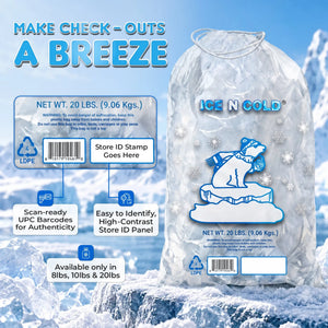 5lb Ice Bags with Cotton String Drawstring – 37 Micron Commercial Food Grade LDPE, BPA-Free, Freezer Safe Plastic, 9" x 17", Bolsas Hielo, Bolsas Para Hielo, Ice Cube Machine Storage Bag – Wholesale ICE N COLD®