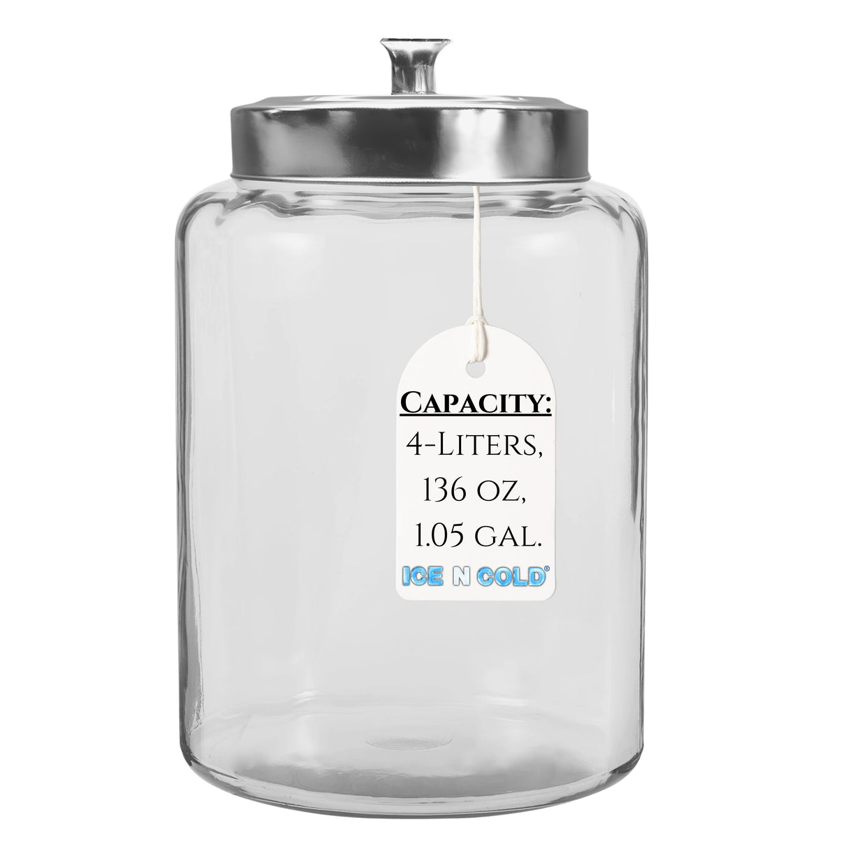 2-Liter, Half Gallon Glass Jar with Silver Steel Lid – for Kitchen, Pantry, & Laundry Items | Storage for Cookies, Flour, Pasta, Laundry Pods