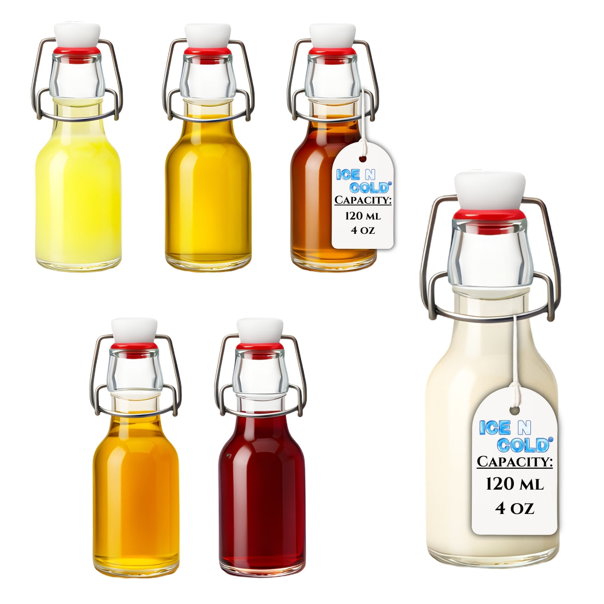 Glass Swing Top Bottles | Perfect for Limoncello, Syrups, Oils, Vinegar, Beverages | Airtight Reusable Glass Bottles | Available Various Sizes