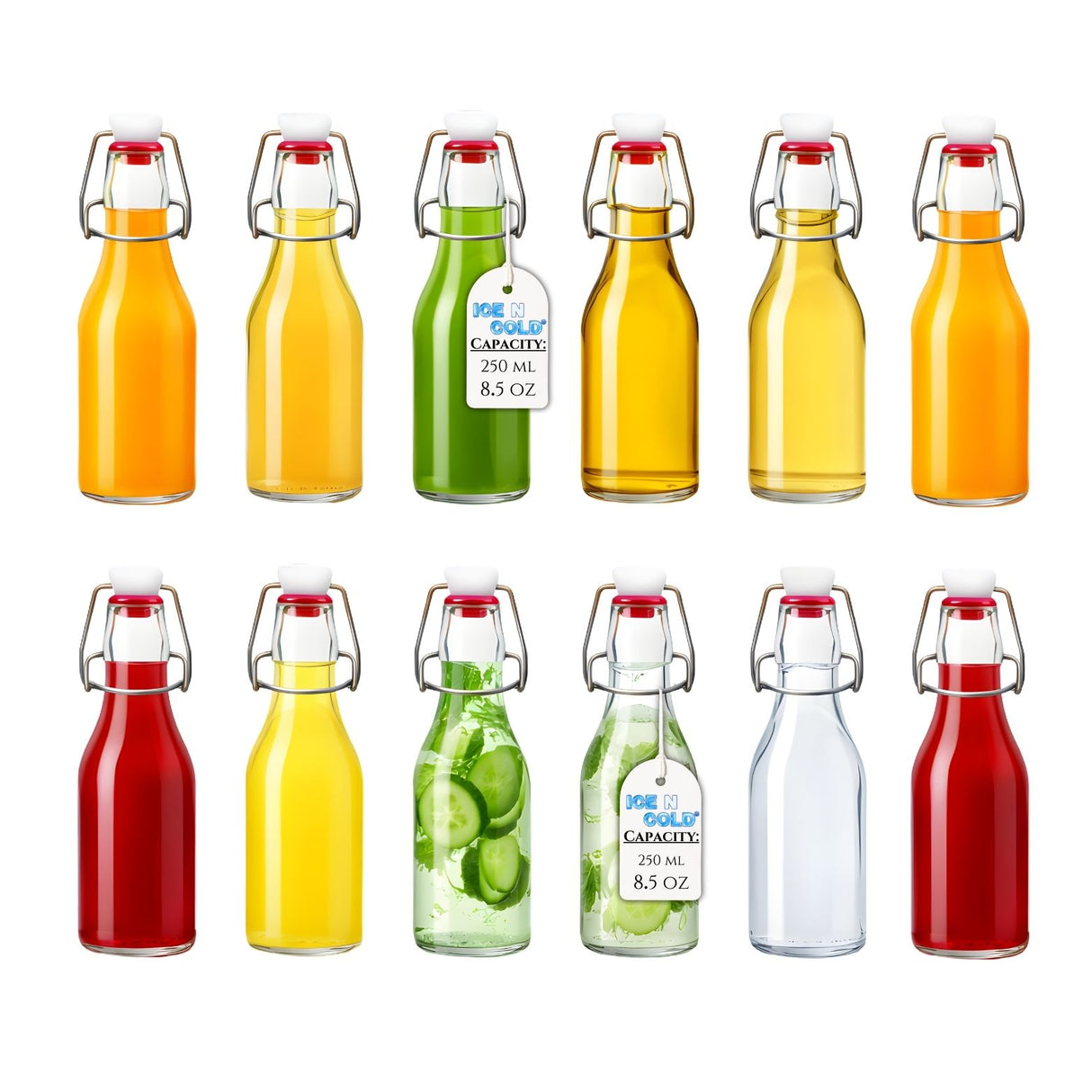 Glass Swing Top Bottles | Perfect for Limoncello, Syrups, Oils, Vinegar, Beverages | Airtight Reusable Glass Bottles | Available Various Sizes