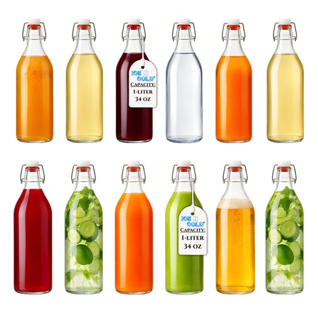Glass Swing Top Bottles | Perfect for Limoncello, Syrups, Oils, Vinegar, Beverages | Airtight Reusable Glass Bottles | Available Various Sizes