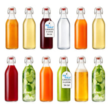 Load image into Gallery viewer, Glass Swing Top Bottles | Perfect for Limoncello, Syrups, Oils, Vinegar, Beverages | Airtight Reusable Glass Bottles | Available Various Sizes
