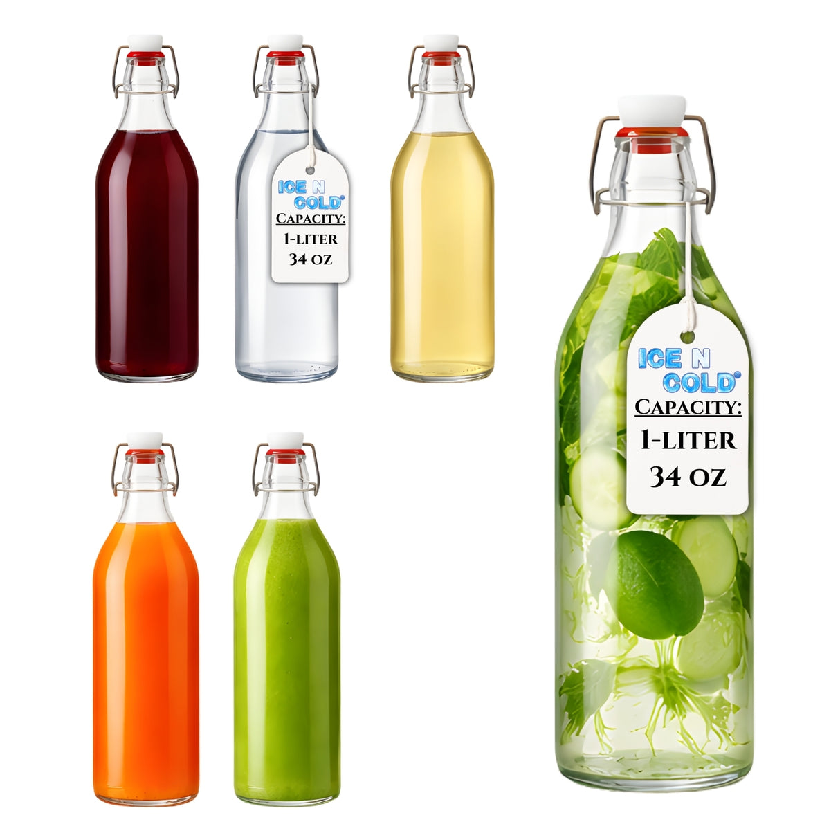 Glass Swing Top Bottles | Perfect for Limoncello, Syrups, Oils, Vinegar, Beverages | Airtight Reusable Glass Bottles | Available Various Sizes