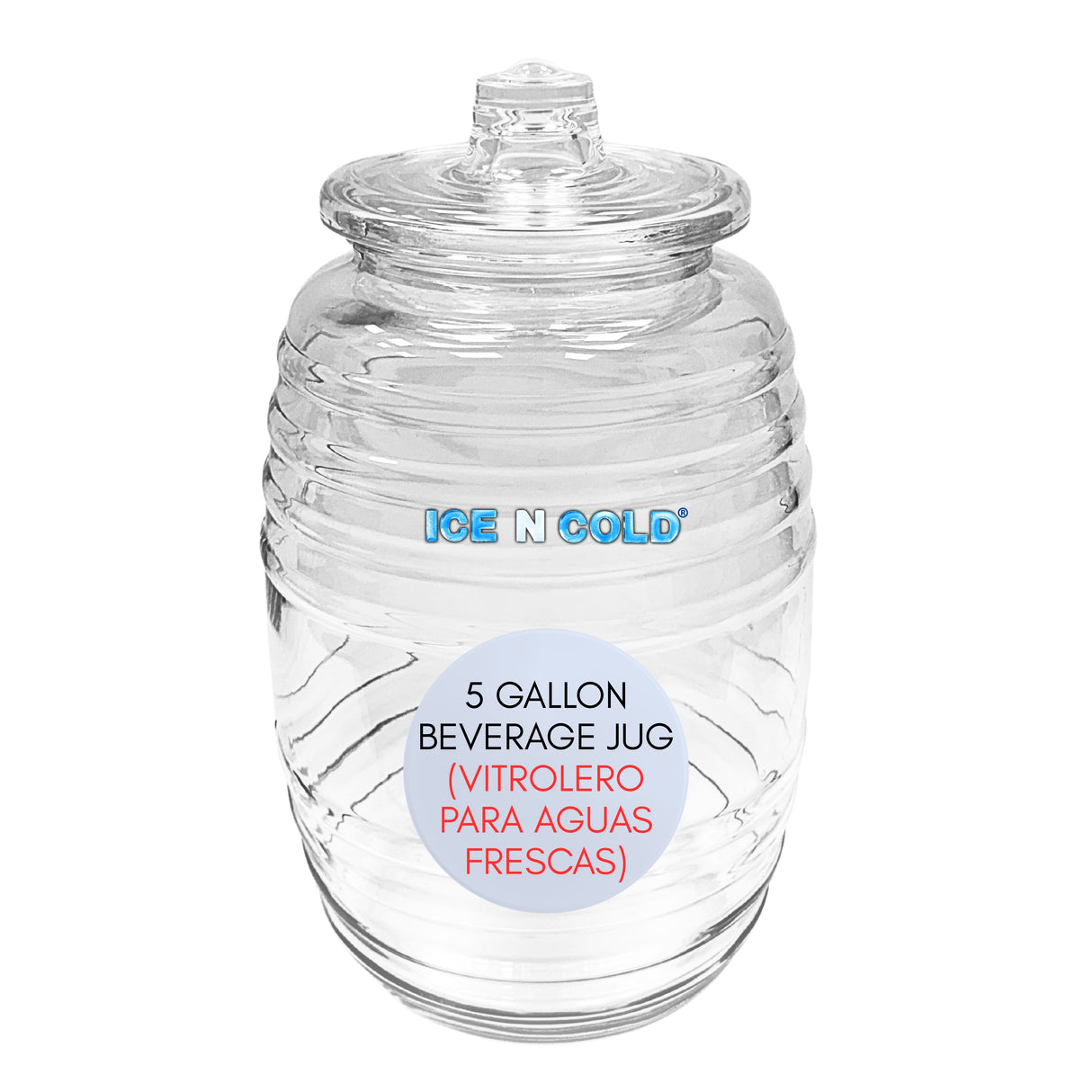 Aguas Frescas 5 Gallon Glass Juice Jug Container with Lid (19 Liters, 642 oz)