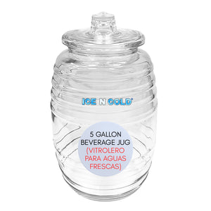 Aguas Frescas 5 Gallon Glass Juice Jug Container with Lid (19 Liters, 642 oz)