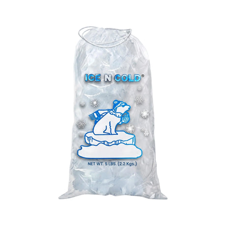 5lb Ice Bags with Cotton String Drawstring – 37 Micron Commercial Food Grade LDPE, BPA-Free, Freezer Safe Plastic, 9" x 17", Bolsas Hielo, Bolsas Para Hielo, Ice Cube Machine Storage Bag – Wholesale ICE N COLD®