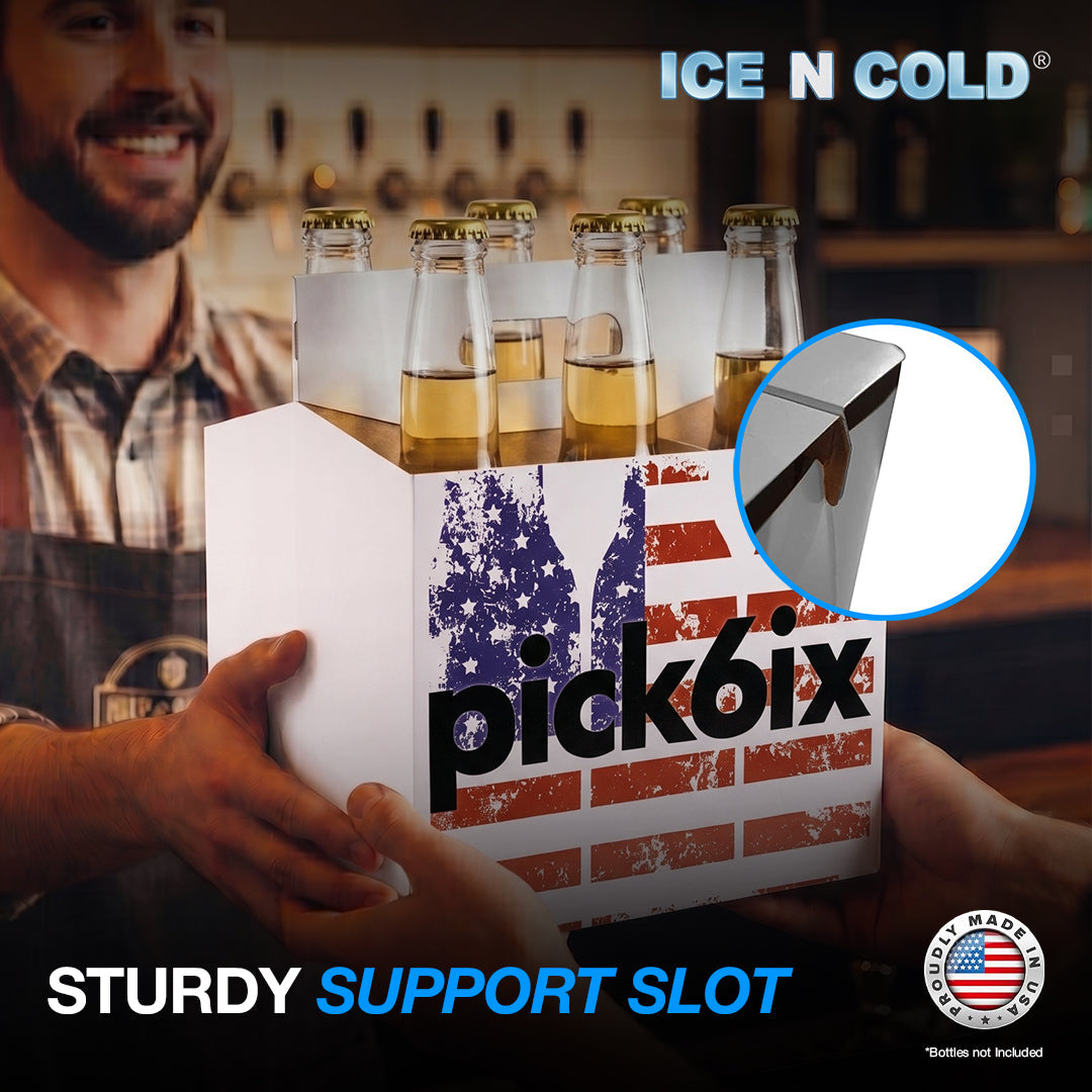 6pk Cardboard Carrier (Flag) 12oz Bottles & Cans | Made In USA ICE N COLD®