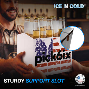 6pk Cardboard Carrier (Flag) 12oz Bottles & Cans | Made In USA ICE N COLD®