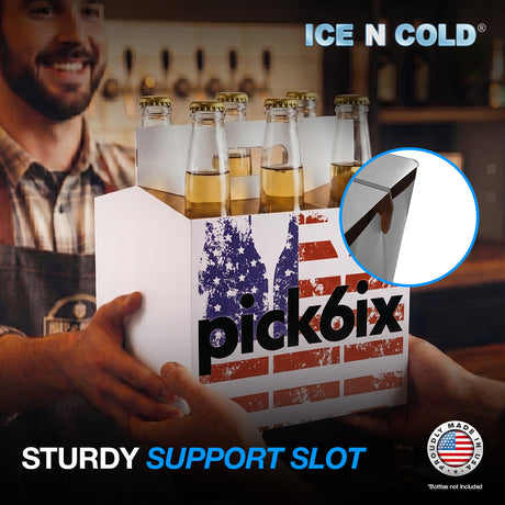 6pk Cardboard Carrier (Flag) 12oz Bottles & Cans | Made In USA ICE N COLD®