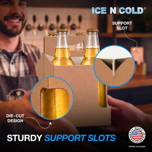 4pk Cardboard Carrier (Kraft Brown, Label View) - 12oz Bottles & Cans (Copy) ICE N COLD®
