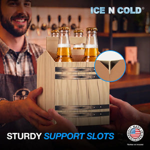 4pk Cardboard Carrier (Barrel Brown) - 12oz Bottles & Cans ICE N COLD®