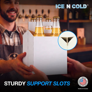 4pk Cardboard Carrier (White) - 12oz Bottles & Cans ICE N COLD®
