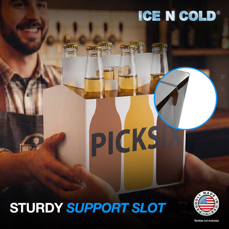 6pk Pick Six Cardboard Bottle Holder (White Pick Six) 12oz Bottles & Cans | Made In USA ICE N COLD®