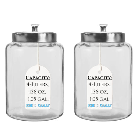2-Liter, Half Gallon Glass Jar with Silver Steel Lid – for Kitchen, Pantry, & Laundry Items | Storage for Cookies, Flour, Pasta, Laundry Pods