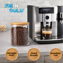 Load image into Gallery viewer, Borosilicate Glass Storage Canisters with Bamboo Lids - Airtight Pantry Jars for Flour, Sugar, Rice, Pasta, Coffee &amp; Candles - Clear Kitchen Containers
