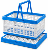 37L Capacity Collapsible Shopping Basket with Integrated Handles, Folds Flat for Easy Storage
