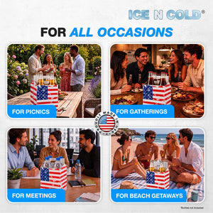 4pk Cardboard Carrier (American Flag) - 12oz Bottles & Cans ICE N COLD®