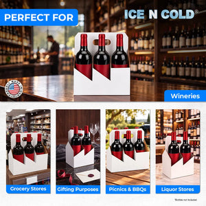 6pk Cardboard Wine Bottle Carrier (White) - 750ml & 22oz Wine & Beer Bottles ICE N COLD®