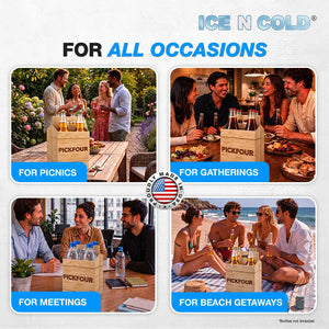 4pk Cardboard Carrier (Crate PickFour) - 12oz Bottles & Cans ICE N COLD®