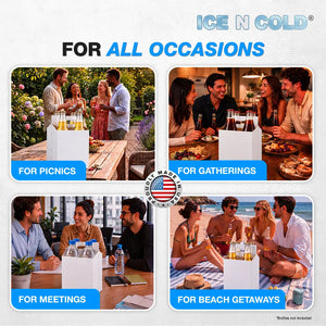 4pk Cardboard Carrier (White) - 12oz Bottles & Cans ICE N COLD®