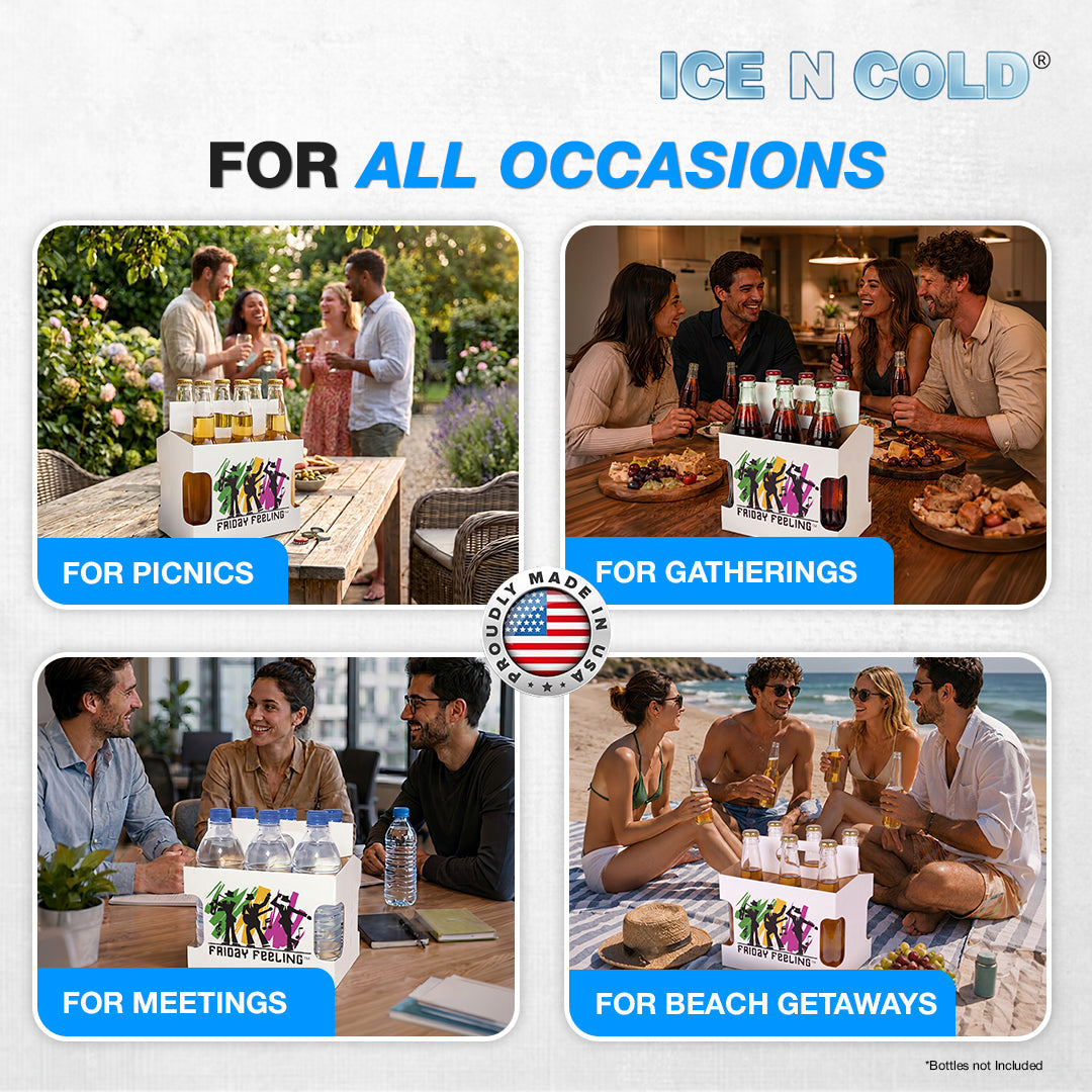 6pk Cardboard Carrier (Friday Feeling Die-Cut) 12oz Bottles & Cans | Made In USA C-Store Packaging