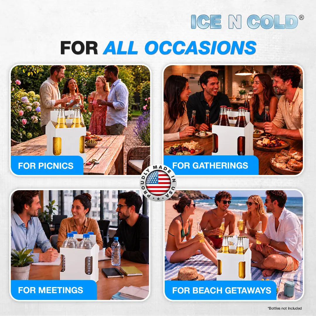 4pk Cardboard Carrier (White, Label View) - 12oz Bottles & Cans (Copy) ICE N COLD®