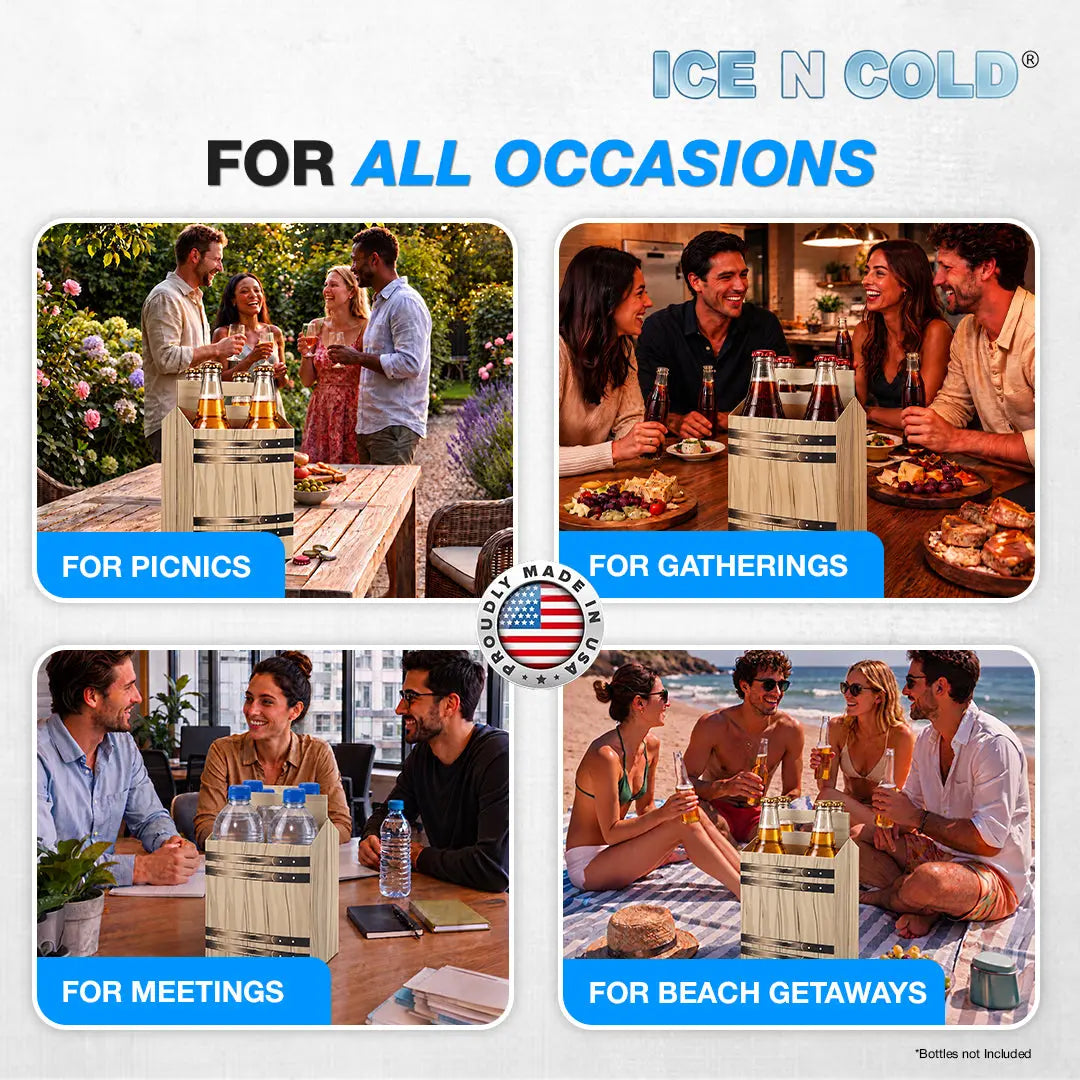 4pk Cardboard Carrier (Barrel Brown) - 12oz Bottles & Cans ICE N COLD®