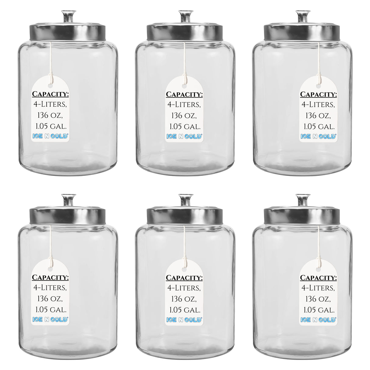 2-Liter, Half Gallon Glass Jar with Silver Steel Lid – for Kitchen, Pantry, & Laundry Items | Storage for Cookies, Flour, Pasta, Laundry Pods