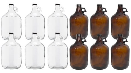 1 Gallon Glass Jugs and 16-20oz Growlers Sets For Beverages, Oil, Vinegar, Kombucha, Beer, Water, Soda, Kefir